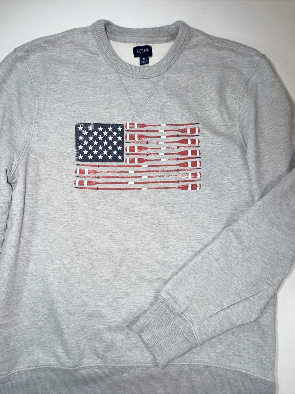 J Crew Womens Americana Sweatshirt American Flag Oar Nautical Preppy Coast Sz M - Picture 3 of 12